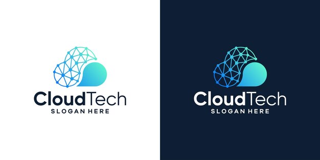Cloud tech logo ontwerpsjabloon met technologie verbinding ontwerp vectorillustratie Symbool pictogram creatief