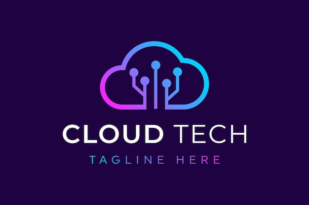 Логотип облачной технологии технологические данные облачные векторные изображения