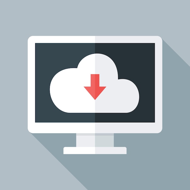 Cloud technologie plat gestileerde afbeelding. Platte gestileerde afbeelding met lange schaduw