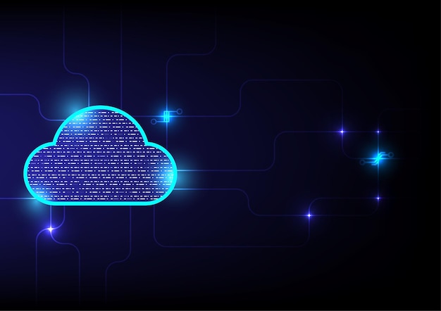 Cloud technology abstract background big data storage center on dark blue background