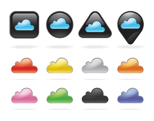 Cloud technology buttons set.