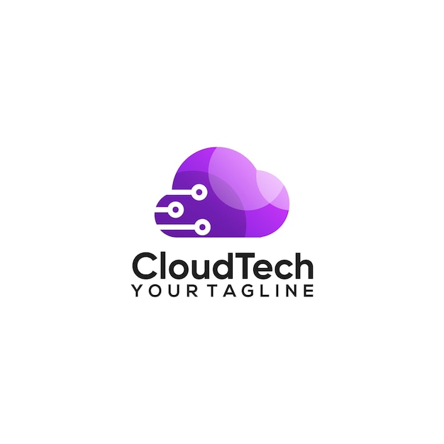 Vettore design del logo con gradiente di colore della tecnologia cloud