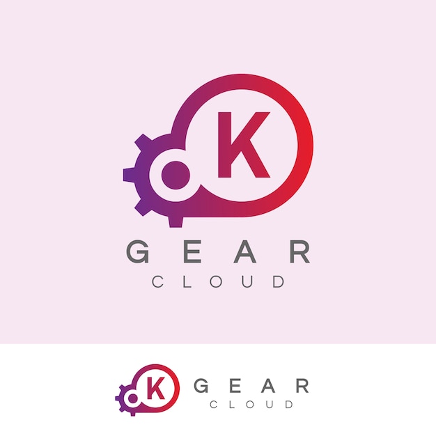 Cloud technology iniziale lettera k logo design