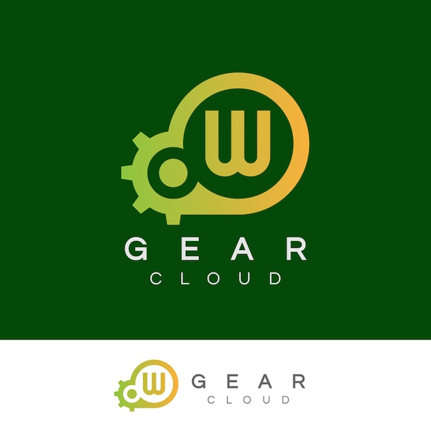 Cloud technology iniziale lettera w logo design