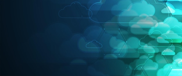 Vector cloud technology integrated digital web concept background