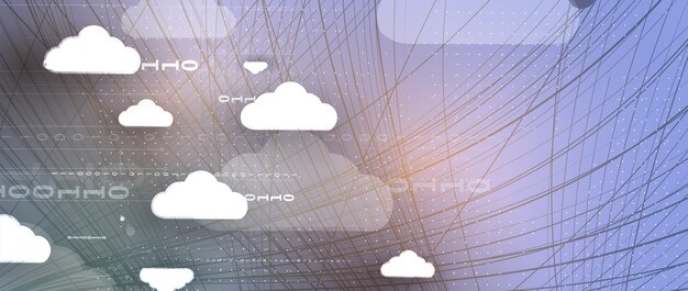 Vector cloud technology integrated digital web concept background