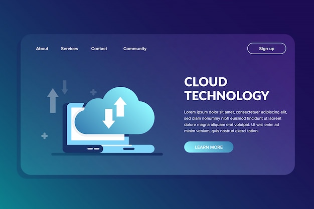 Vettore pagina di destinazione della tecnologia cloud