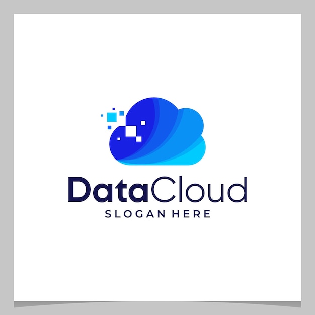 Cloud Technology logo design template with data digital Pixel. Premium vector