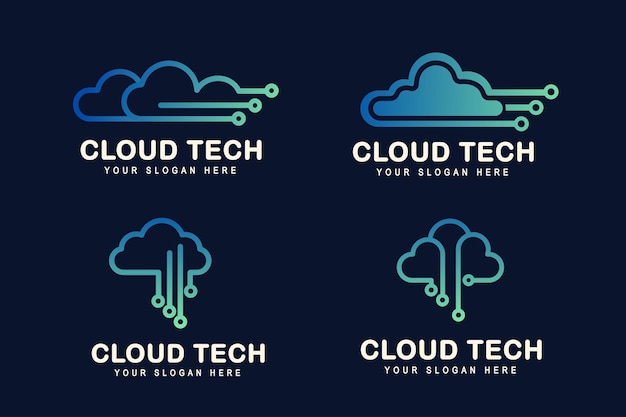 Vettore modello icona logo tecnologia cloud