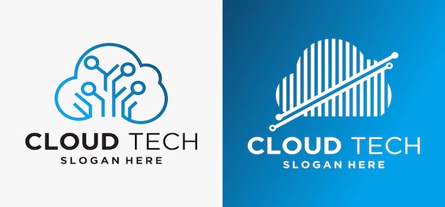 Logo della tecnologia cloud, nuvola dell'illustrazione del logo dei dati della nuvola del logo della tecnologia per il servizio web digitale