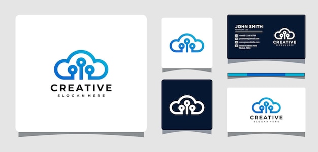 Cloud technology Logo Template With Business Card Design Inspiration