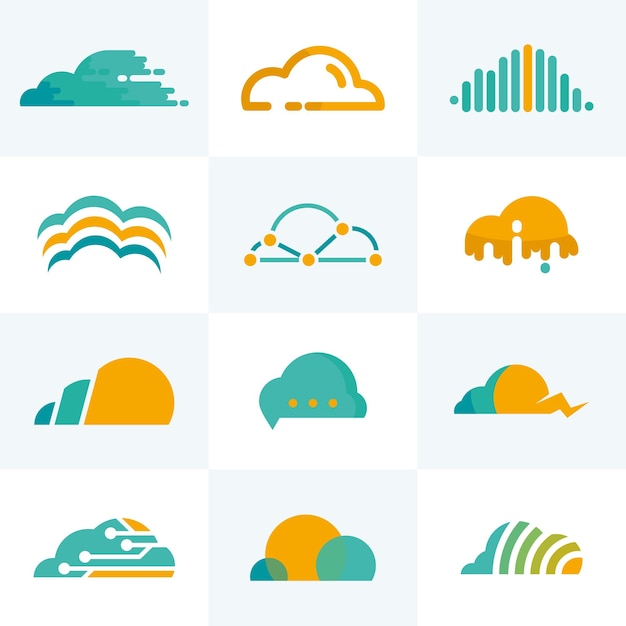 Современная коллекция логотипов облачных технологий