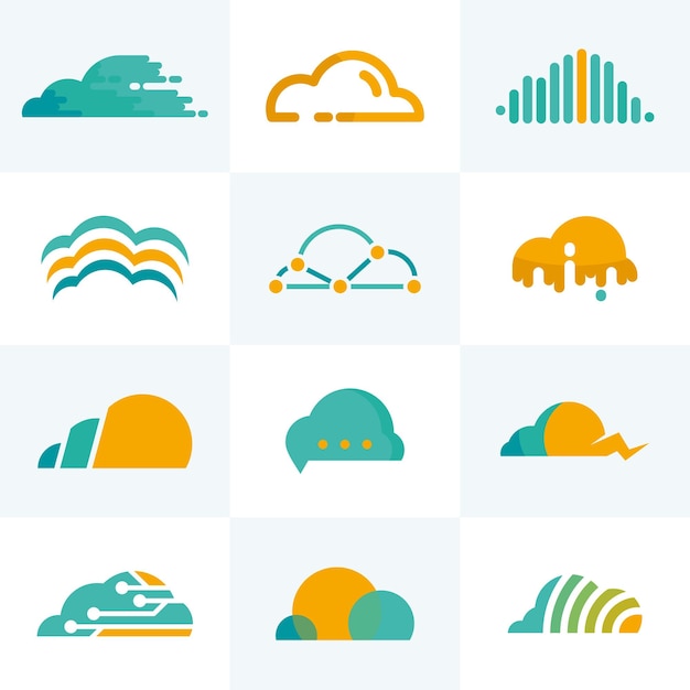 ベクトル クラウドテクノロジーのモダンなロゴコレクション