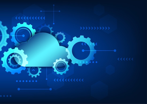 Cloud technology with gears a concept cloud technology that gradually drives the progress