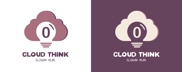 벡터 숫자 0의 cloud think 로고 디자인