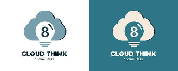 Cloud think logo design with number 8