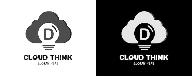 Cloud think-logo-ontwerp met letter d