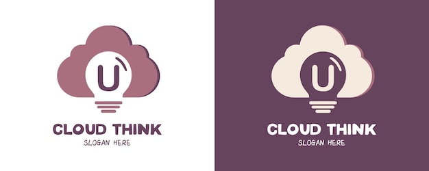 Cloud Think Logo-ontwerp met Letter U