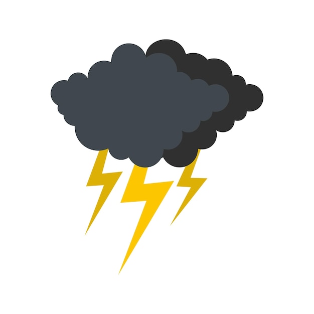 Cloud thunder flash icon Flat illustration of cloud thunder flash vector icon isolated on white background