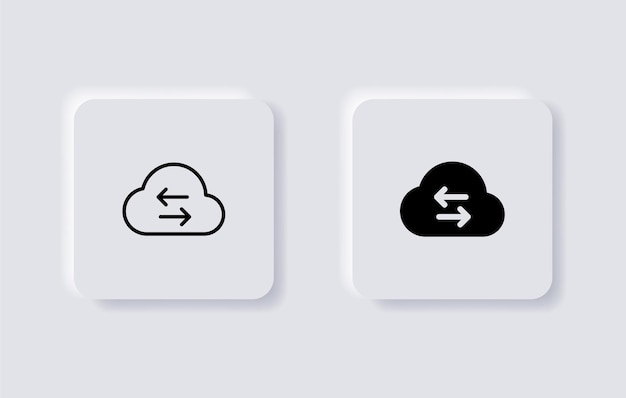 cloud transfer icon exchange arrows sign outline icons neumorphism button form neumorphic ui signs