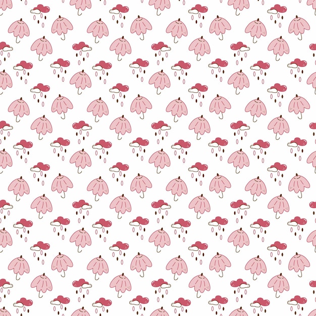 Cloud and umbrella pattern Seamless pattern with cute cloud and umbrella Cartoon color vector illustration