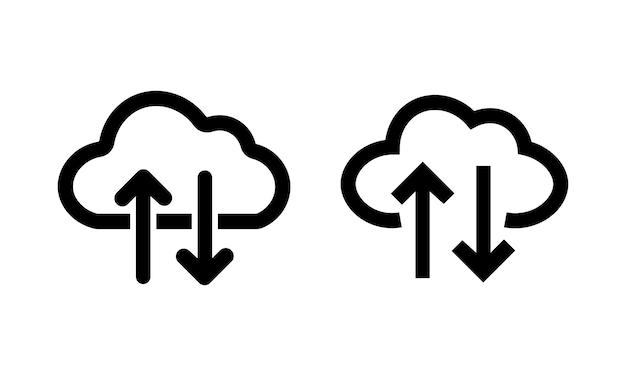 Cloud upload and download vector icon with gradient color Cloud icon symbol with up and down arrows