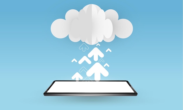 Cloud upload eenvoudige 3D-vectorillustratie