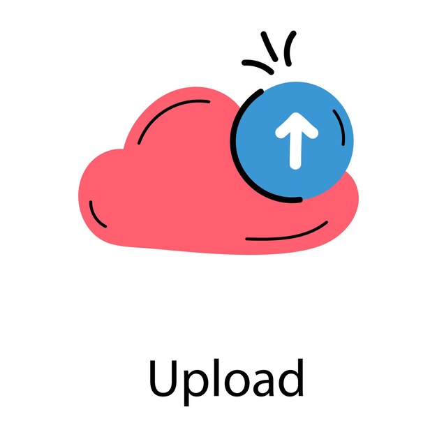 Vettore icona disegnata a mano per il caricamento del cloud