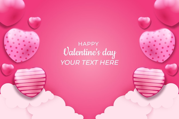 Cloud and various variations of heart shape valentines day background