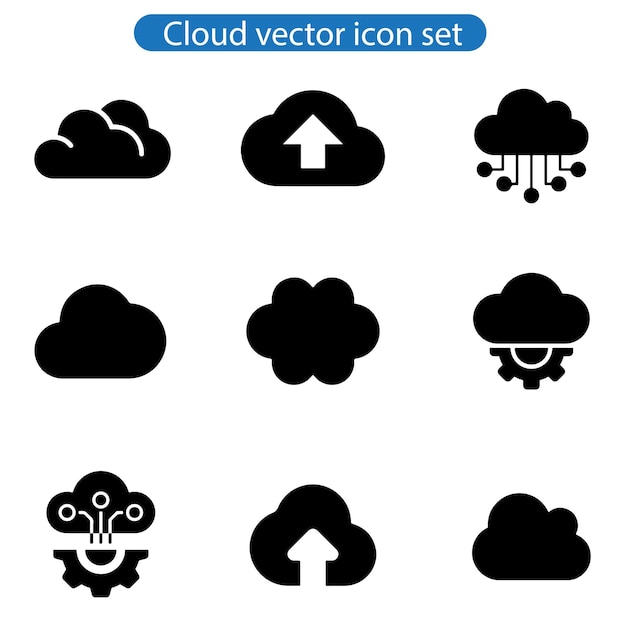 cloud vector icon set cloud services server cybersecurity digitale transformatie illustratie