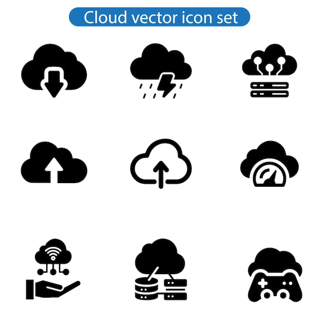 cloud vector icon set cloud services server cybersecurity digitale transformatie illustratie