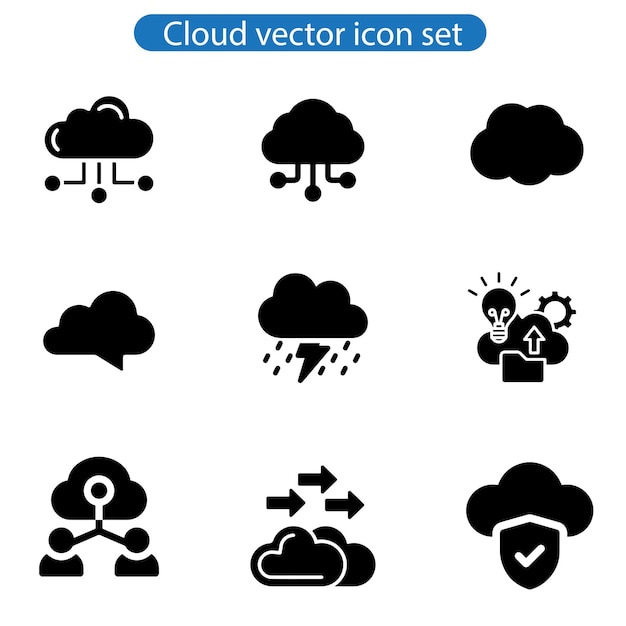 cloud vector icon set cloud services server cybersecurity digitale transformatie illustratie