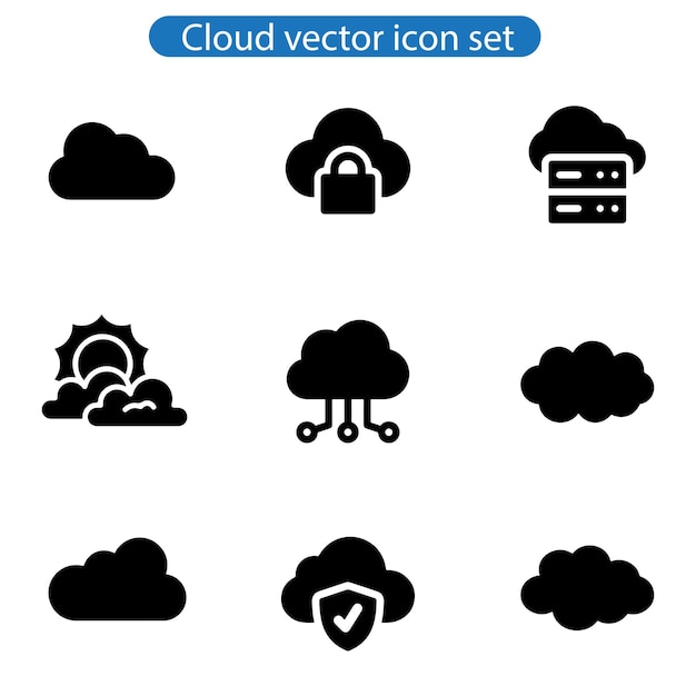cloud vector icon set cloud services server cybersecurity digitale transformatie illustratie