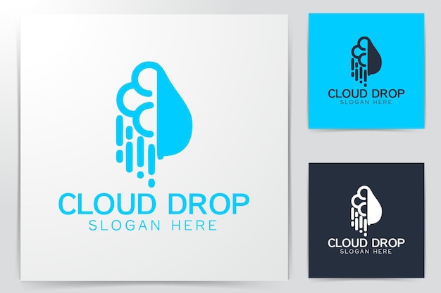 Cloud, water drop logo designs inspiration isolated on white background