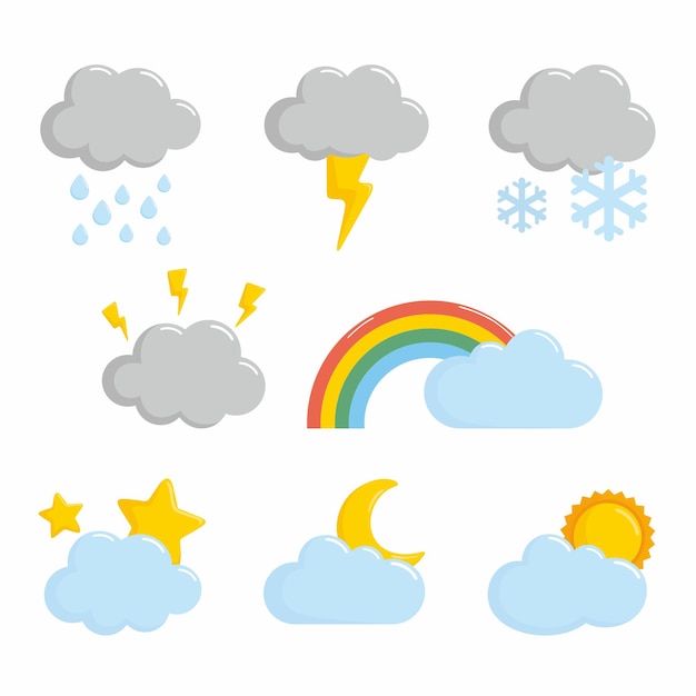 ベクトル 雲の天気気候セット