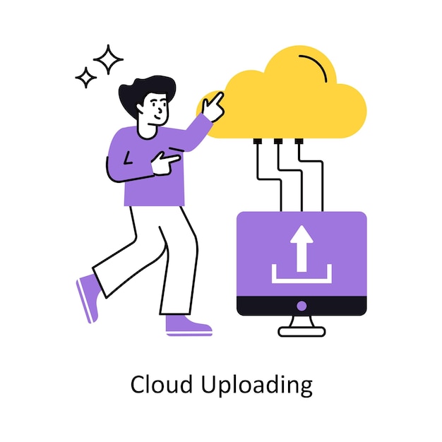 Cloud Web Uploading Concept vector illustratie geïsoleerd op witte achtergrond