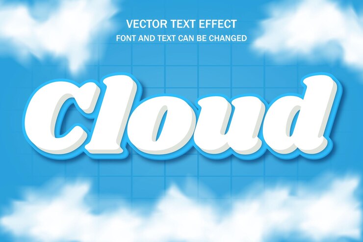 Vector cloud white flufy blue sky typography editable text effect font style template design banner flyer