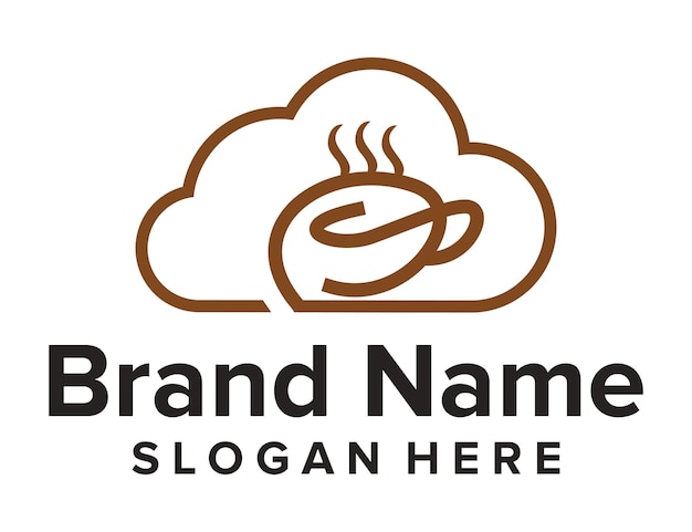 コーヒーのロゴの組み合わせと雲コーヒーの雲のロゴ