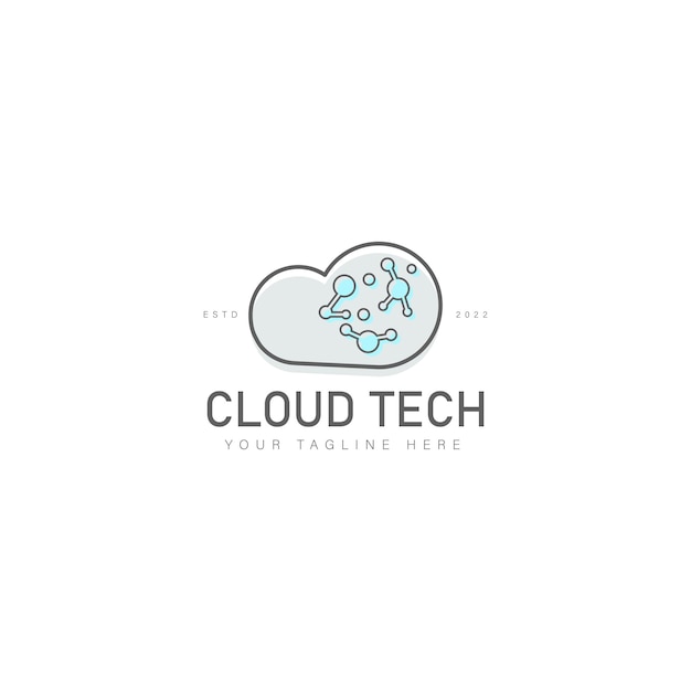 Cloud with connection technology logo design icon illustration
