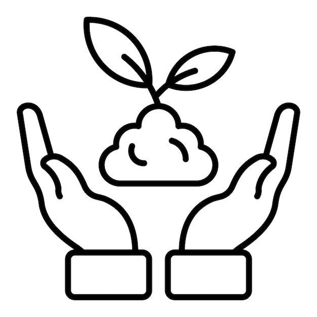 a cloud with a green leaf on it and a hand pointing to the sky