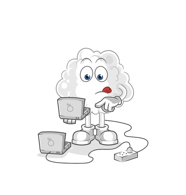 Cloud with laptop mascot cartoon vector