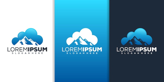 Cloud with mountain logo design