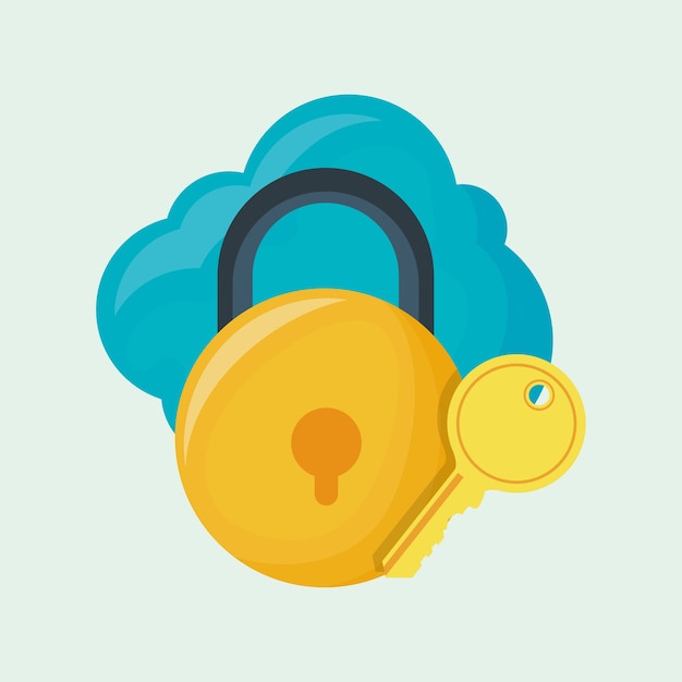 cloud with padlock and key 