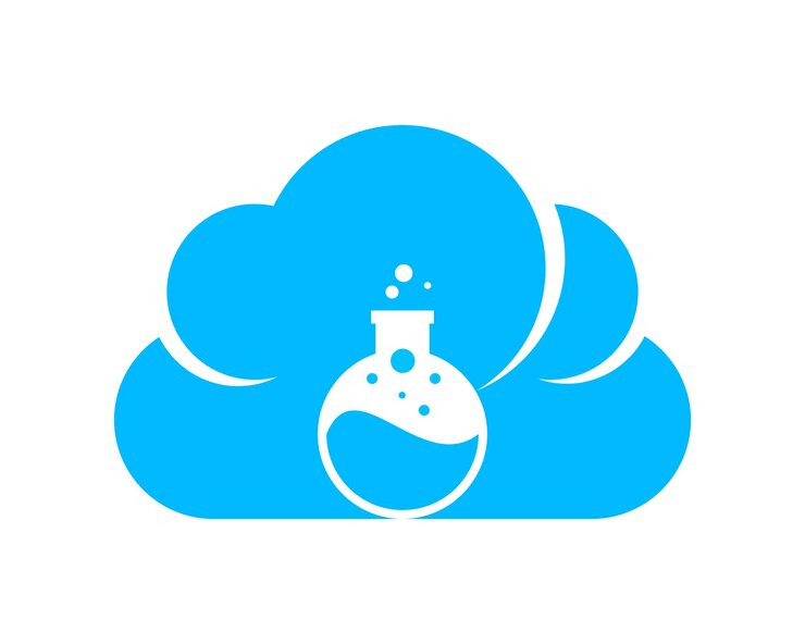 Vector cloud with potion bottle inside