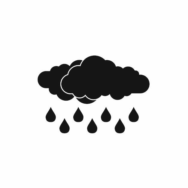 Cloud with rain drop icon in simple style on a white background