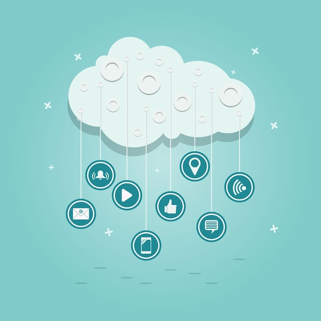 Cloud with social media icons vector