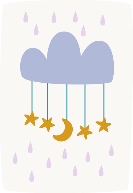 Cloud With Stars Hanging Sticker