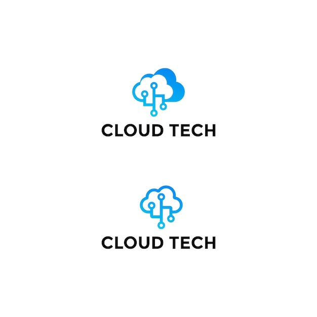 Cloud with technology circuit and logo design data
