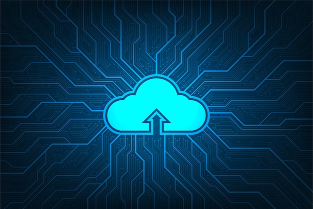 Cloudnetwerk dat verschillende informatie uploadt via digitale systemen.