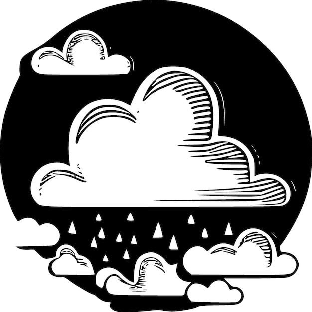 Vector clouds black and white vector illustration